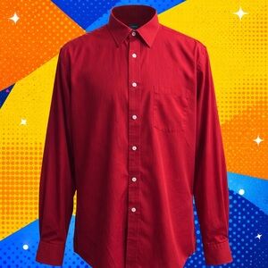 Arrow USA 1851 Men's Regular Fit Wrinkle Free Dress Shirt Red Size 15-15.5 32/33